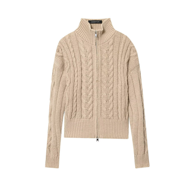 Knit sweater with high collar and zipper for women Lune London