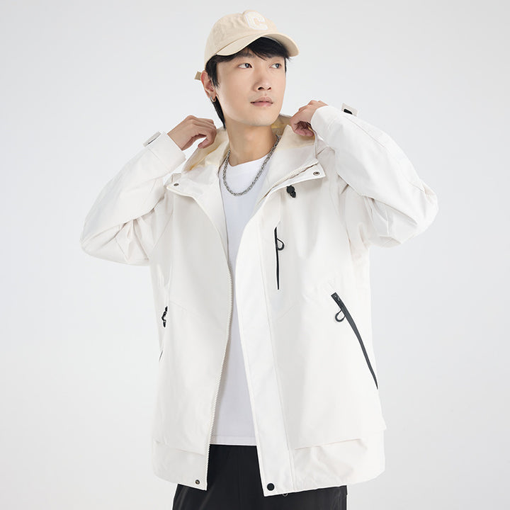 Men's lightweight breathable two-layer rain softshell jacket with adjustable hood and chest pocket Amarae