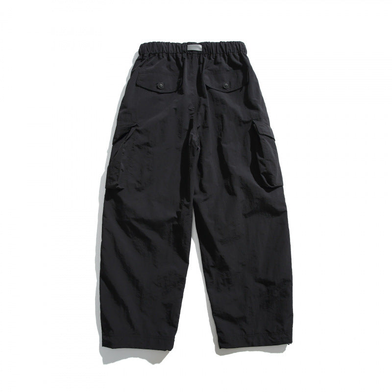 Men's Utility Cargo Pants with Wide Leg, Elastic Waistband and Multiple Pockets Amarae