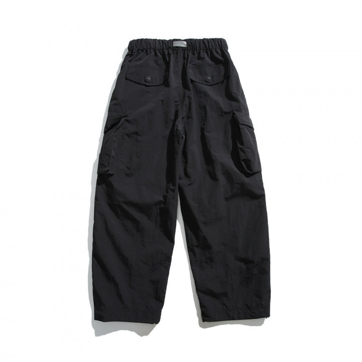 Men's Utility Cargo Pants with Wide Leg, Elastic Waistband and Multiple Pockets Amarae