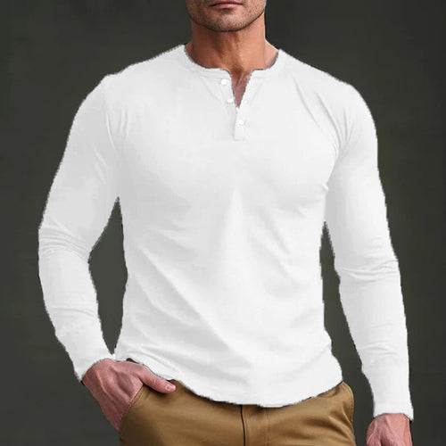 Men's Chic and Stylish Long Sleeve Henley T-shirt