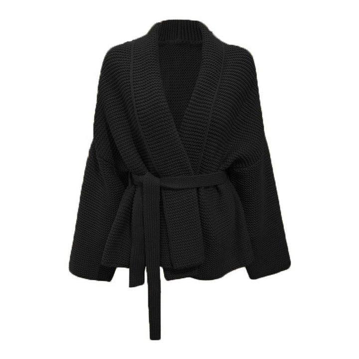 Thick knit jacket for women with wide belt and loose fit Lune London
