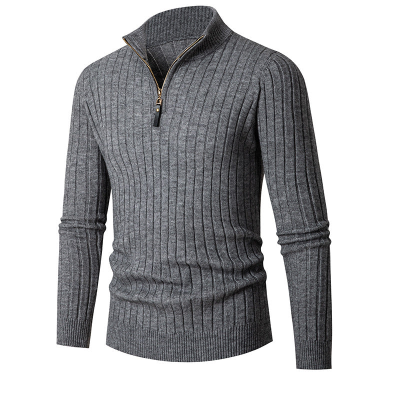 Elegant men's sweater with half zipper and ribbed texture Lune London