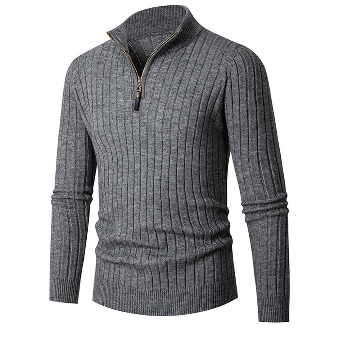 Elegant men's sweater with half zipper and ribbed texture Lune London