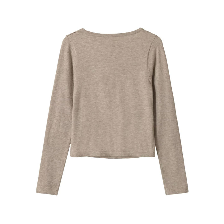 Women's short cardigan made of fine knit with V-neck, button placket, and lace insert Amarae