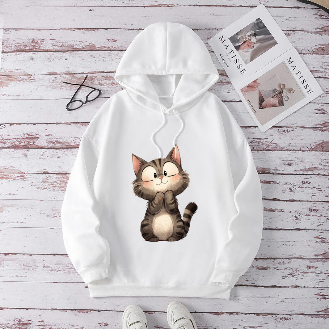 Women's Hoodie with Cute Cat Motif Chic & Stil