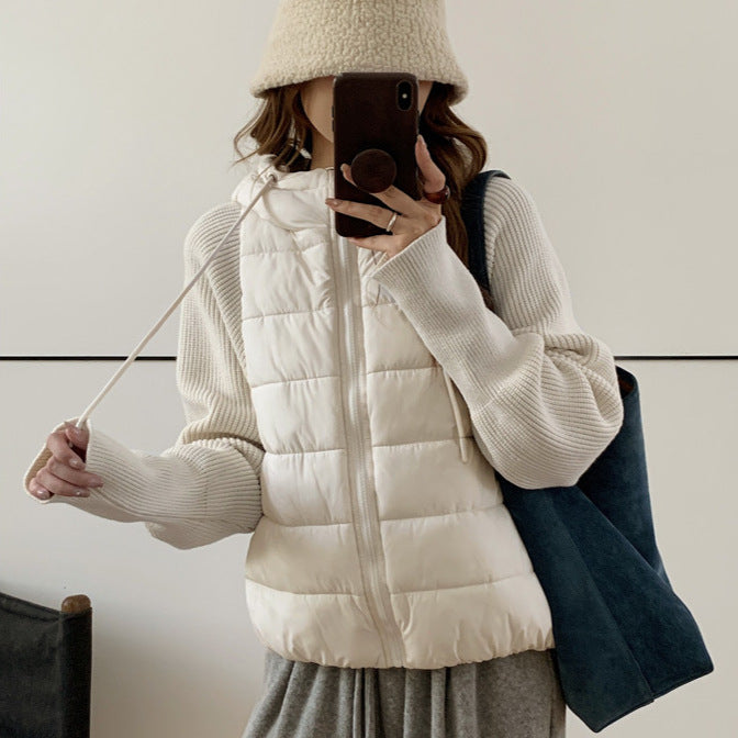 Ladies insulating hybrid jacket with voluminous sleeves and hood Lune London
