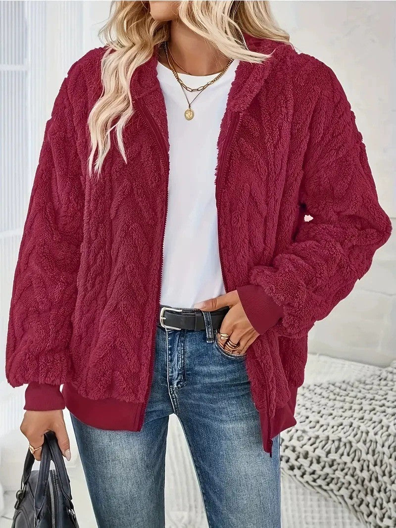 Fleece jacket for women with Lune London texture