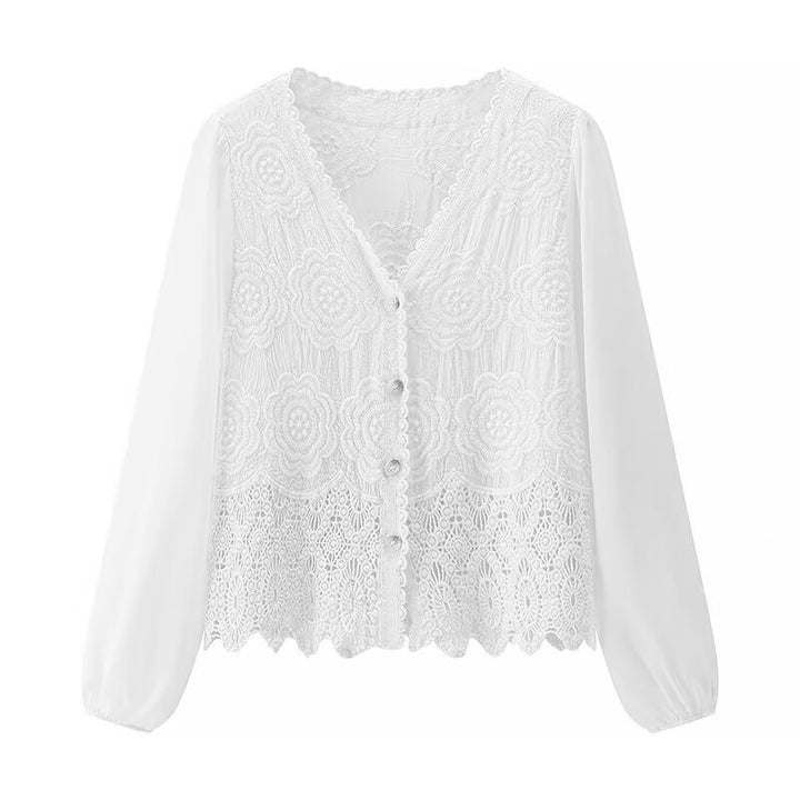 Blouse en dentelle pour femmes avec boutons élégants Chic & Stil