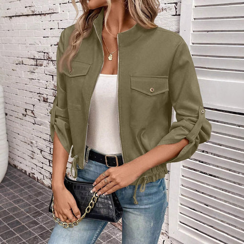 Fashion women's jacket with structured pattern and practical details Amarae