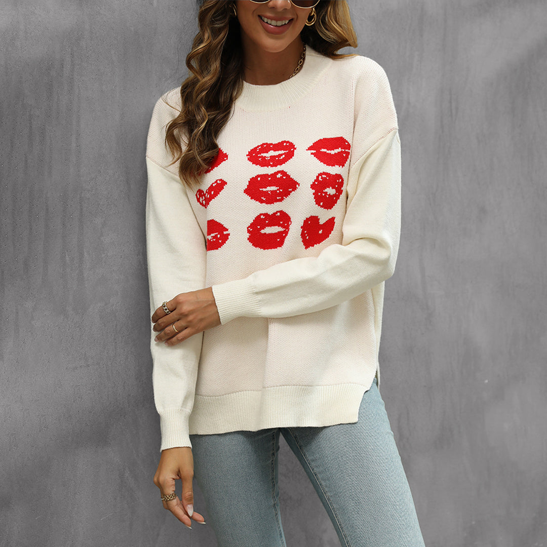 Women's sweater with kiss pattern and casual cut Lune London