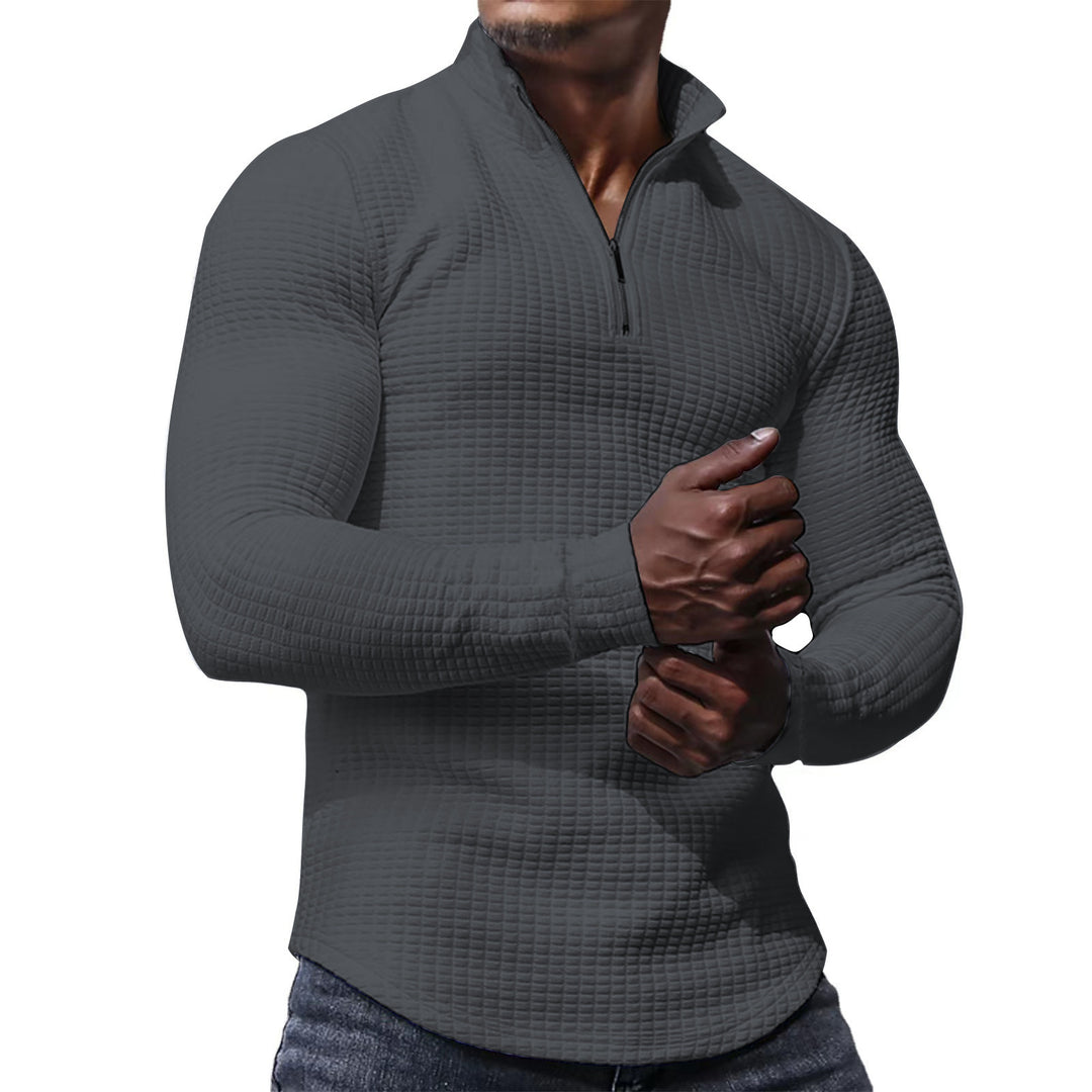 Functional T-shirt for men with high collar and textured design Lune London