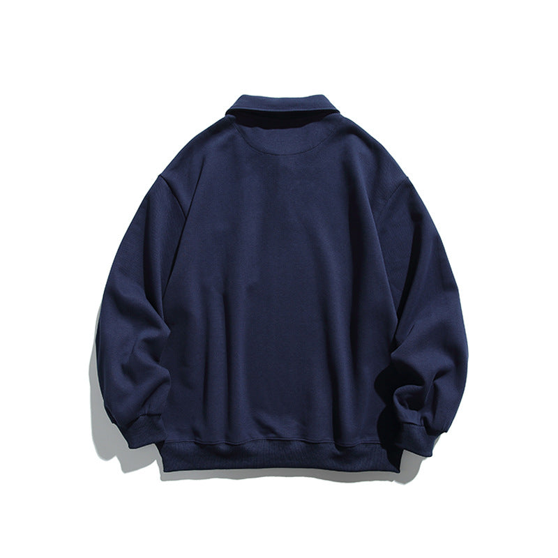 Unisex Oversize Polo Shirt Sweatshirt with Chest Pocket and Ribbed Hem Amarae