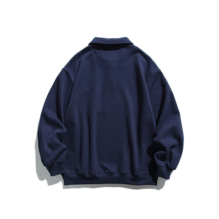 Unisex Oversize Polo Shirt Sweatshirt with Chest Pocket and Ribbed Hem Amarae