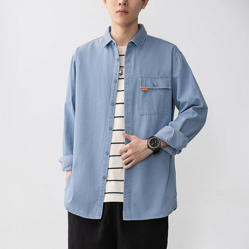 Men's denim shirt with applied chest pocket Amarae