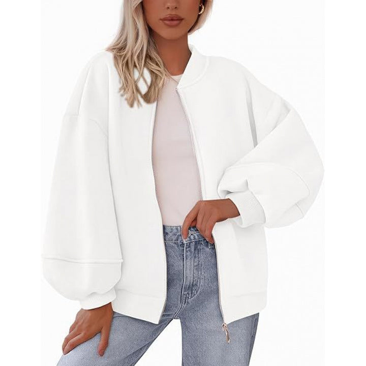 Lune London oversized casual jacket for women with zipper and balloon sleeves