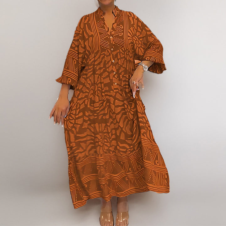 Women's long sleeve tunic dress with modern graphic pattern Lune London