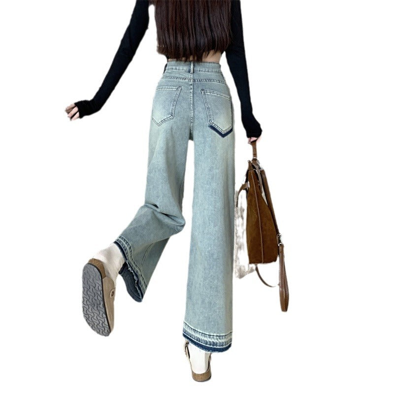 Pantalons en denim large coupe pour femmes avec taille haute Chic & Stil