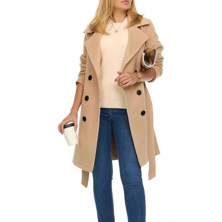 Women's trench coat with asymmetric hem and wide collar Lune London