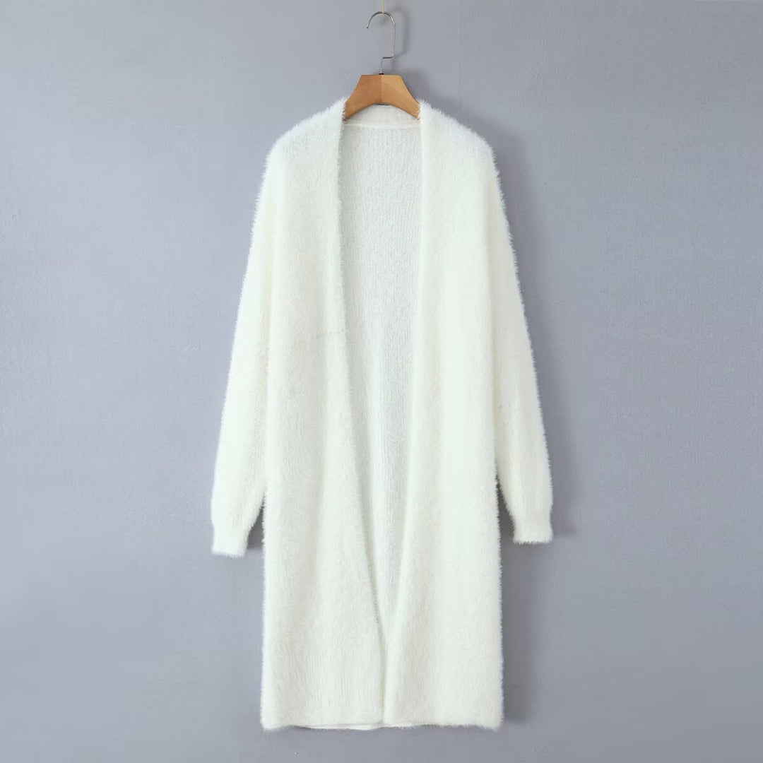 Ladies comfortable knit sweater with open front design and long sleeves Lune London