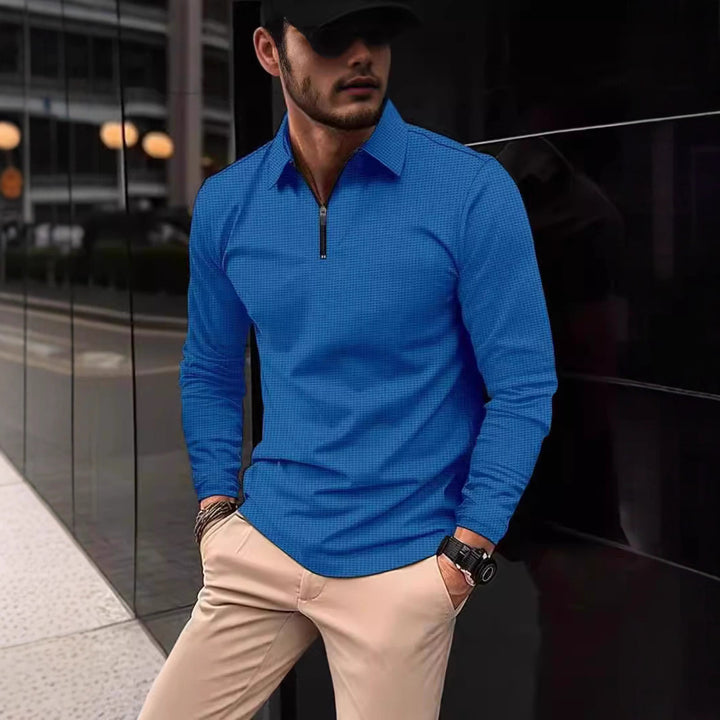 Men's long sleeve t-shirt with modern high collar and stylish zipper Lune London