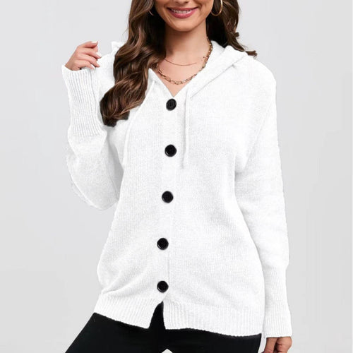 Women's knit jacket with hood and practical button details Amarae