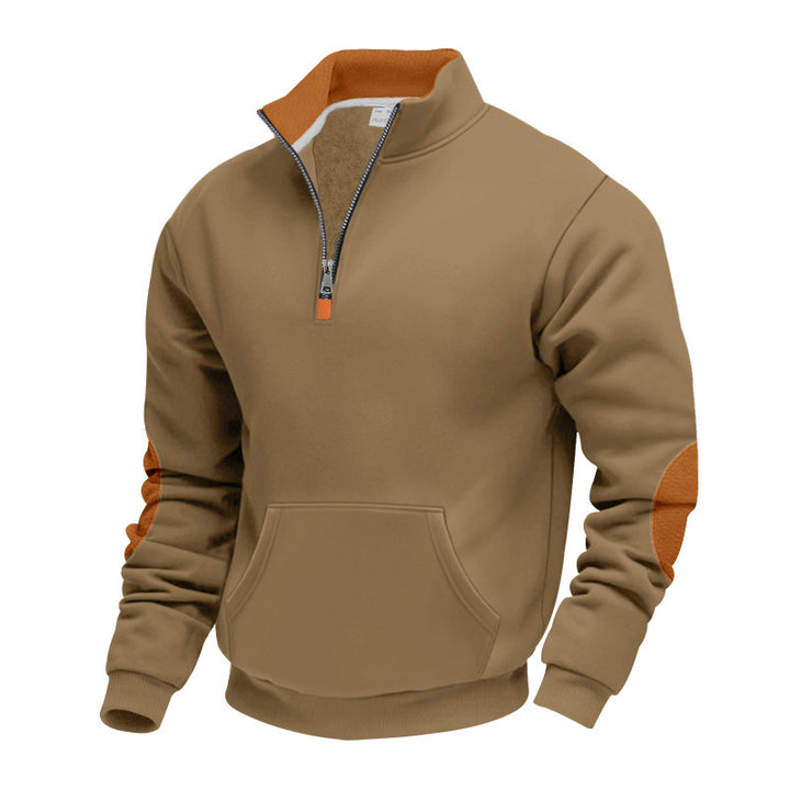 Elegant men's fleece sweater with high collar and functional zipper Lune London