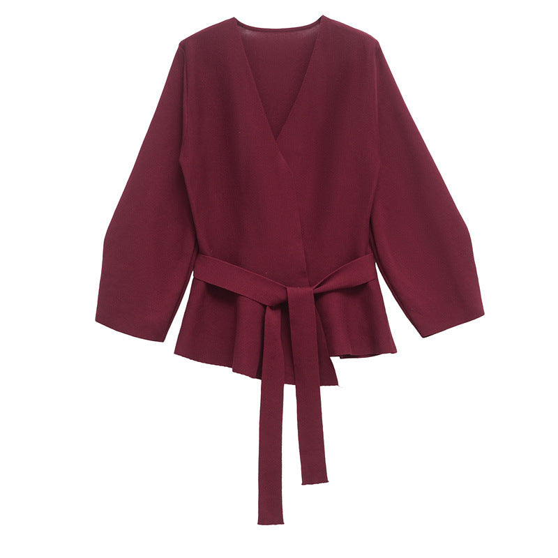 Trendy wrap jacket for women with tied belt Lune London