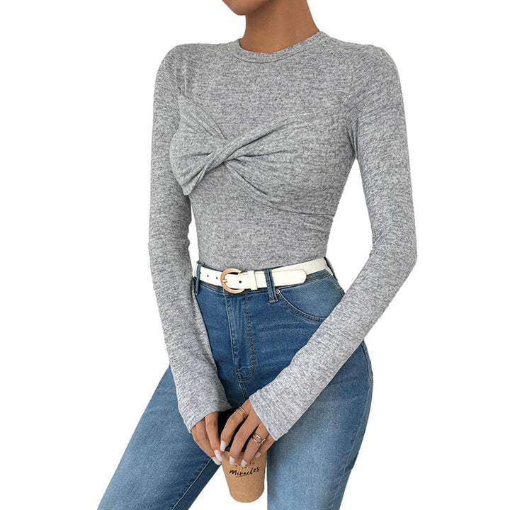 Women Long Sleeve Top with Knot Detail Lune London