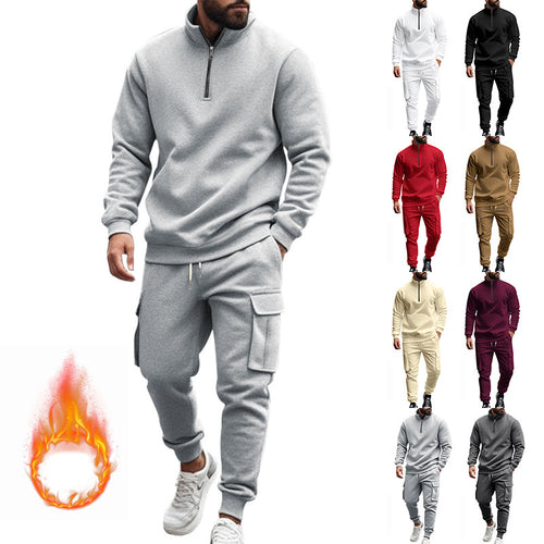 Men's fleece sports set with functional zipper and cargo pants Amarae