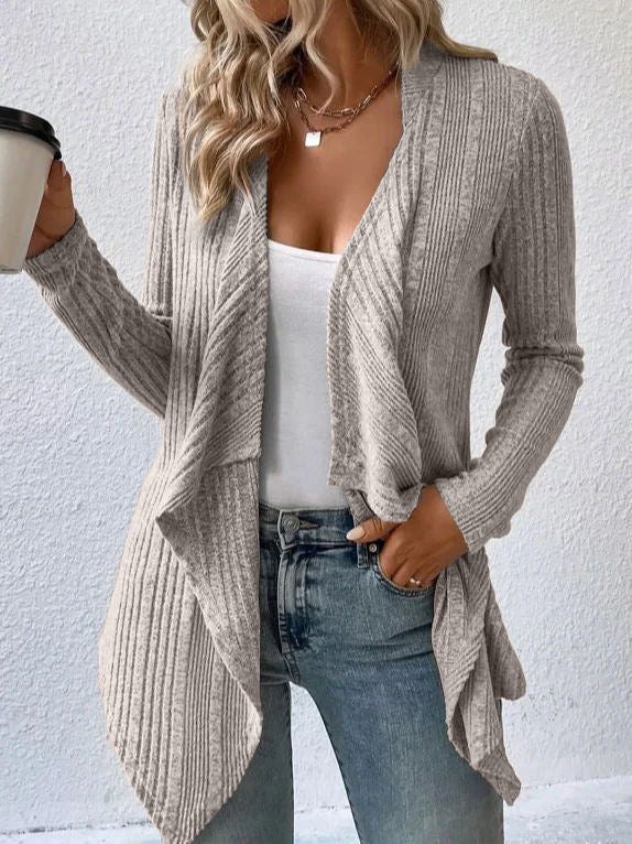 Casual knitted jacket for women with asymmetrical hem Lune London