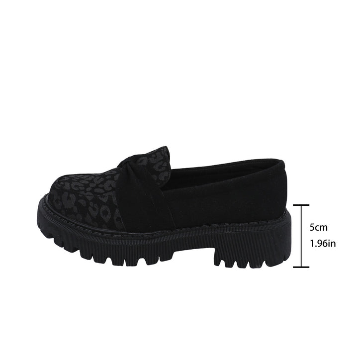 Women's Chunky Loafer with Decorative Knot Bow and Leopard Tip Amarae