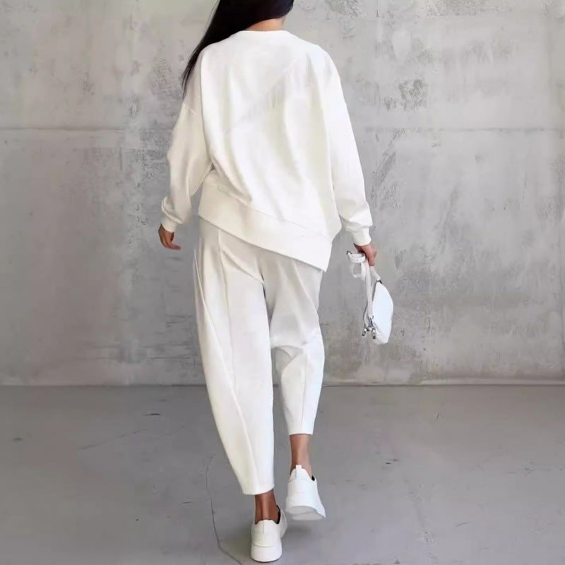Women's Casual Two-Piece Lounge Set with Oversize Sweatshirt and Tailored Tapered Pants Amarae