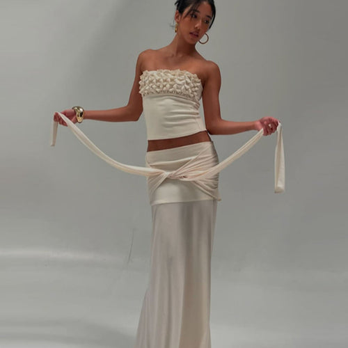 Woman sleeveless top with elegant ruffled embellishment Amarae