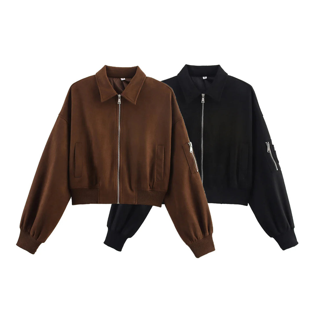 Cropped faux leather jacket for women with practical pockets Lune London