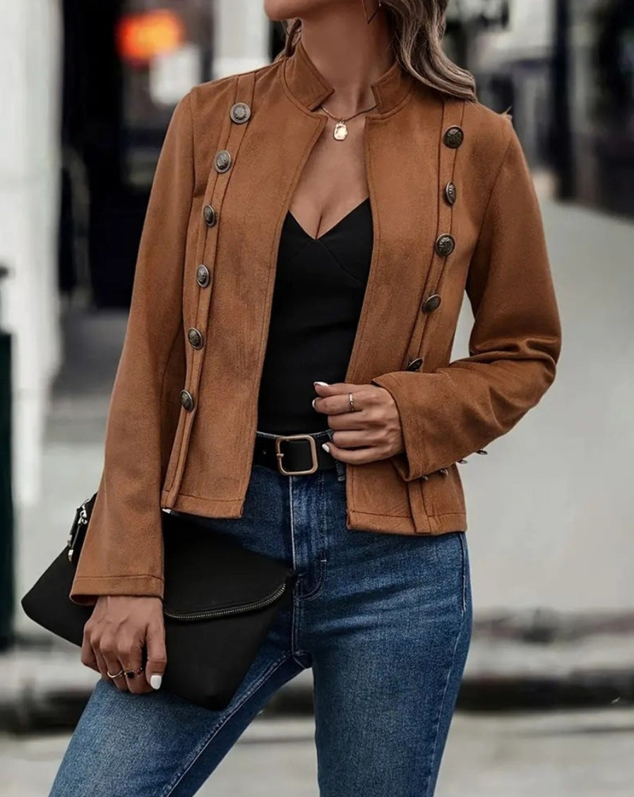 Lune London elegant suede jacket for women with button details