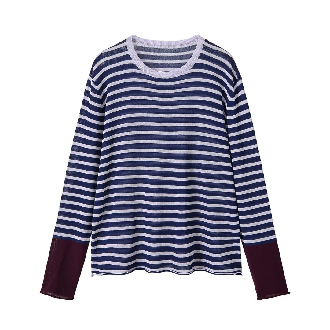 Women’s fine knit long sleeve with maritime stripes and contrasting sleeves Amarae