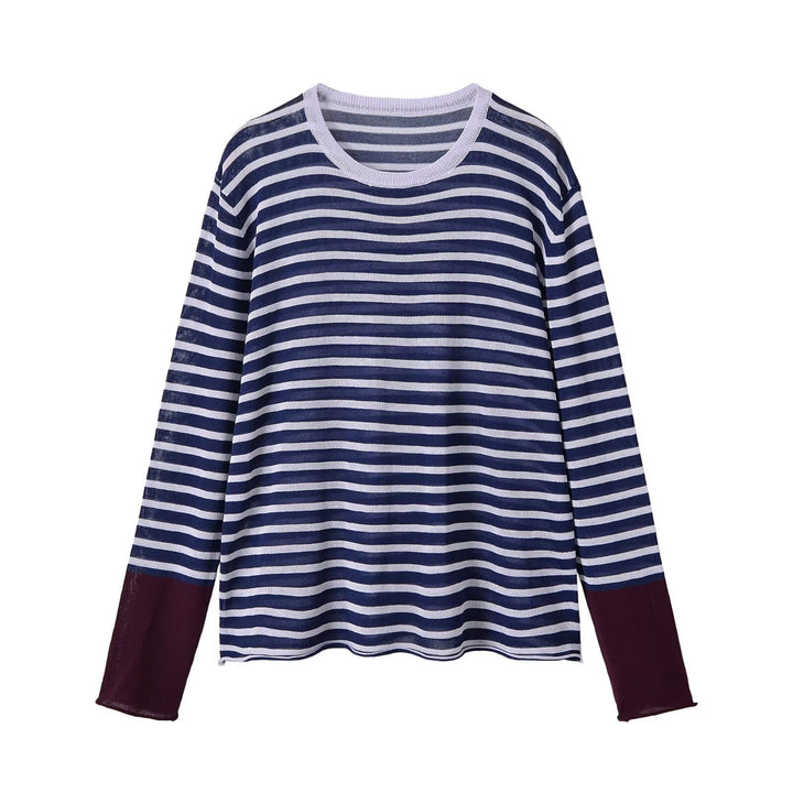Women’s fine knit long sleeve with maritime stripes and contrasting sleeves Amarae