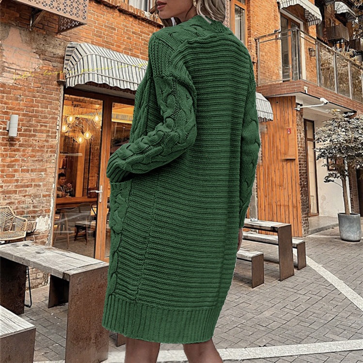 Knitted coat for women with an elegant textured pattern and practical pockets Lune London