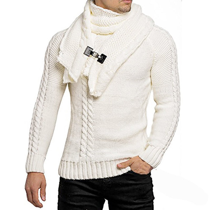 Knitted pullover for men with integrated scarf Lune London