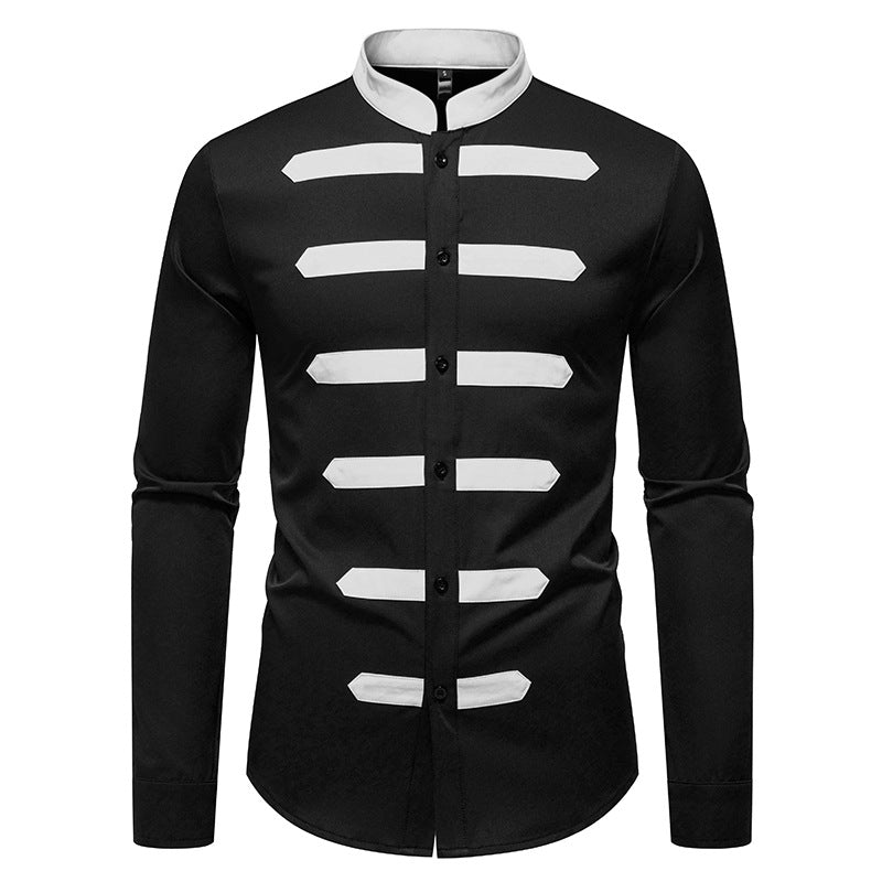 Elegant long sleeve shirt for men with contrasting inserts Chic and Style