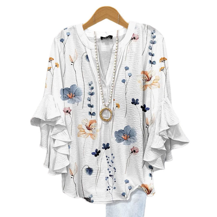 Ladies Floral Ruffle Sleeve Blouse Lune London