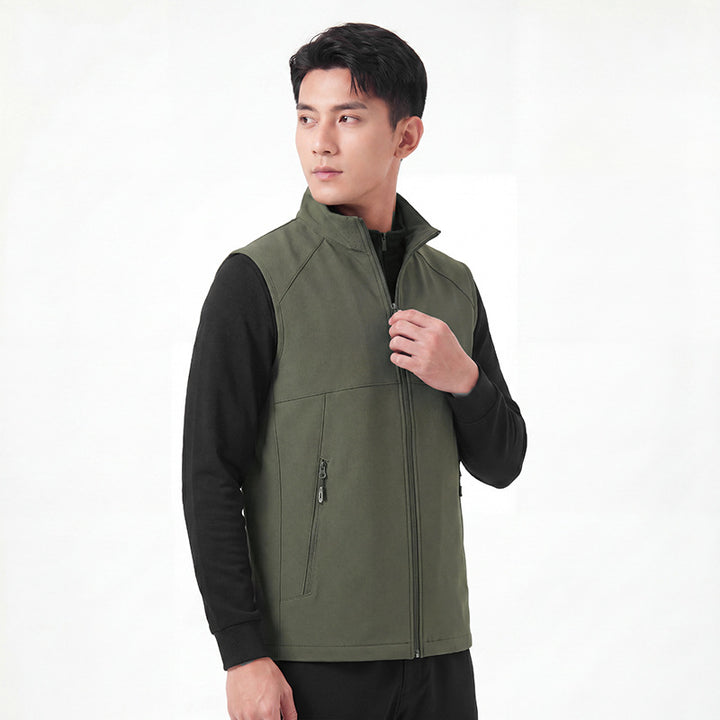 Men's softshell vest with stand-up collar, windproof performance softshell and structured inner side Amarae