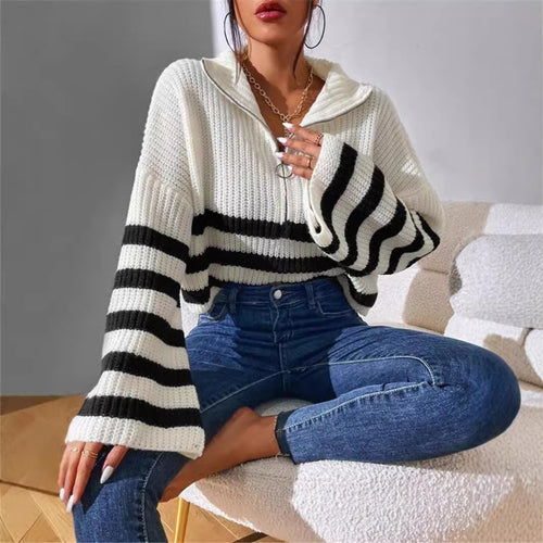 Women's hoodie with textured knit pattern and trendy stripes Amarae