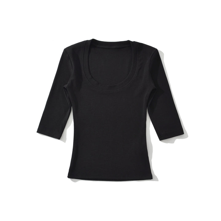 Women's fitted long sleeve with a deep round neckline Amarae