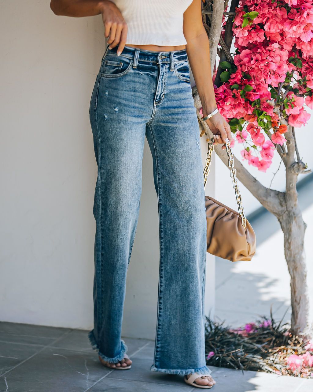 Flared jeans for women with frayed hem and high waist Lune London