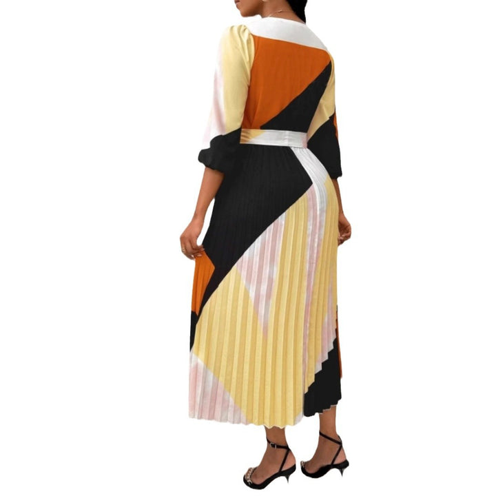 Women pleated skirt cut color midi dress Lune London