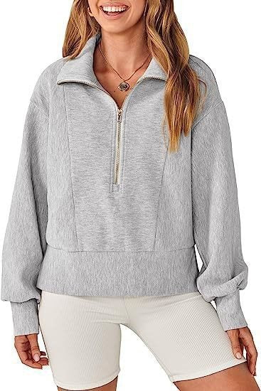 Sporty sweater for women with stand-up collar and half-zip Lune London