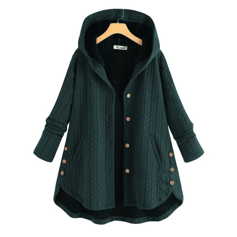 Veste à capuche décontractée pour femmes avec fermeture à boutons et poches Chic & Stil