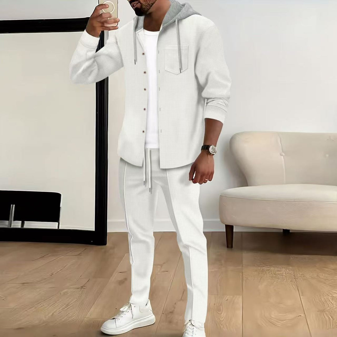 Casual set for men with textured top and elastic joggings Lune London